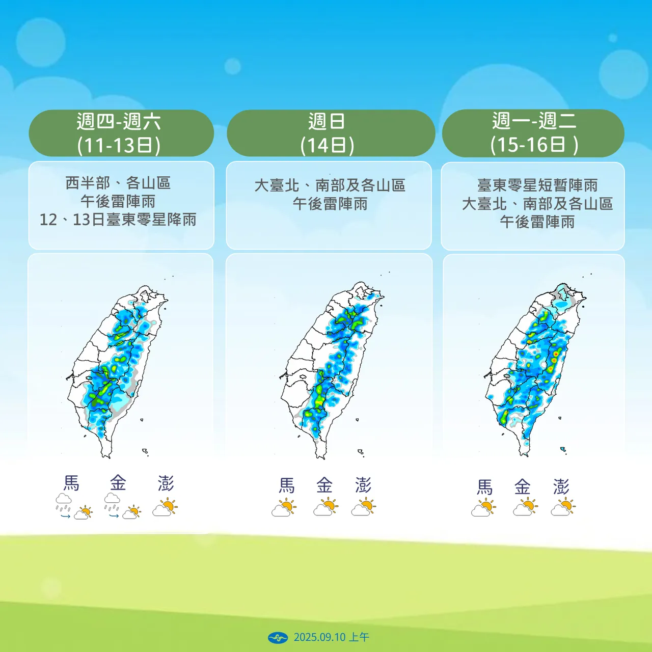 未来降雨趋势。气象署提供