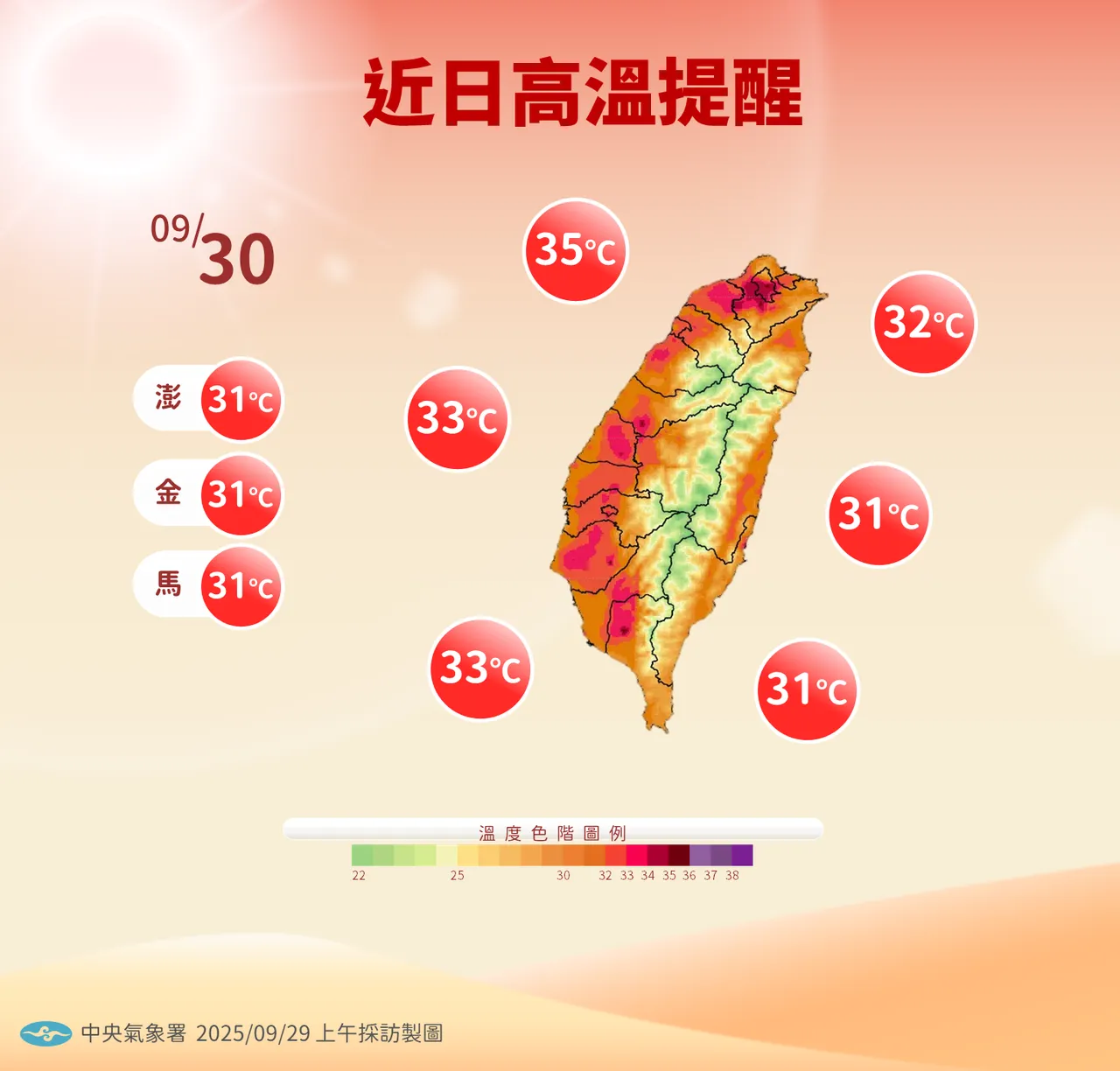 高温提醒。气象署提供
