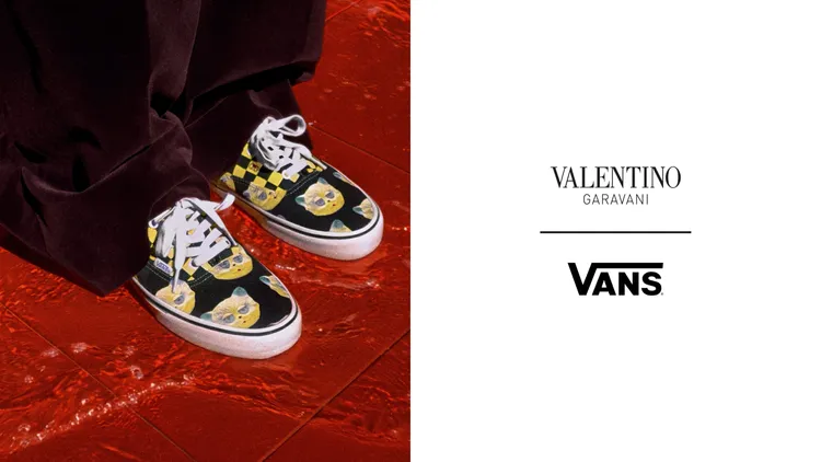 最吸睛的貓咪款，鞋面透過貓咪印花與撞色格紋帶來衝突美學。品牌提供