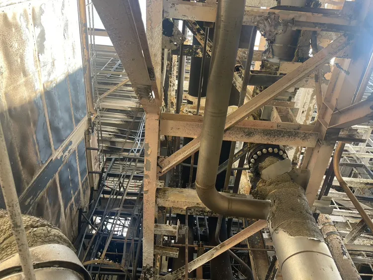 天然氣洩漏點，天然氣加熱器下游管線法蘭。台電提供