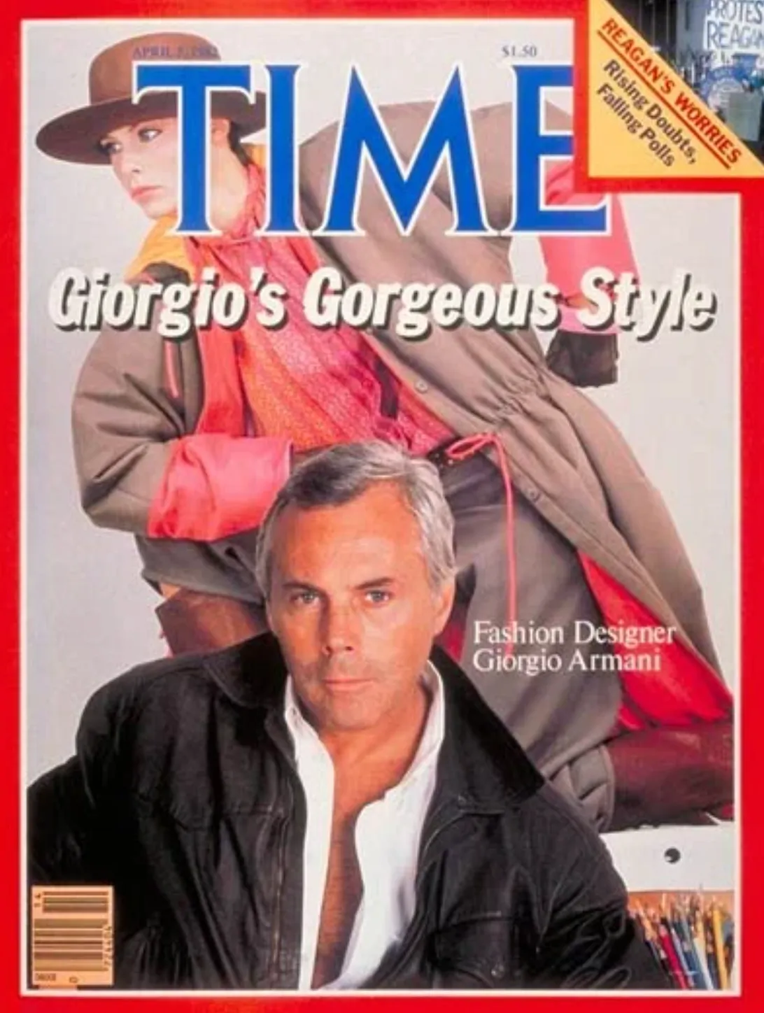 Giorgio Armani 1982年登上《時代》雜誌封面。翻攝Armani/Archivio