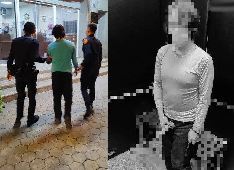 霧峰警分局逮捕44歲的「露鳥俠」黃男，發現他是穿戴假陽具，並非真的露鳥。民眾提供