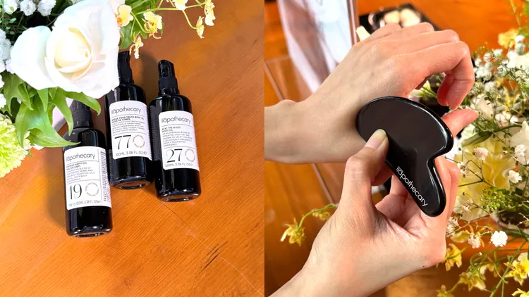 英草社No.77 恣在玫瑰檀木菁植油，推薦可與No.19濃情蜜意瑪卡菁植油、No.27藍鬱晚香勻體菁植油等明星香氣搭配使用。品張家玲攝