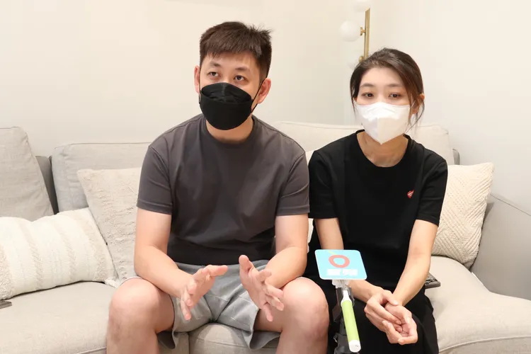 林女與丈夫出面指控恆美學醫療疏失。莊宗達攝