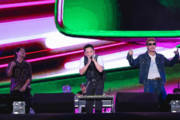 玖壹壹 (左起洋蔥、春風、健志)16週年「玖壹壹南北貳路音樂節2025」強勢回歸。左起洋蔥、KKLIVE、混血兒娛樂