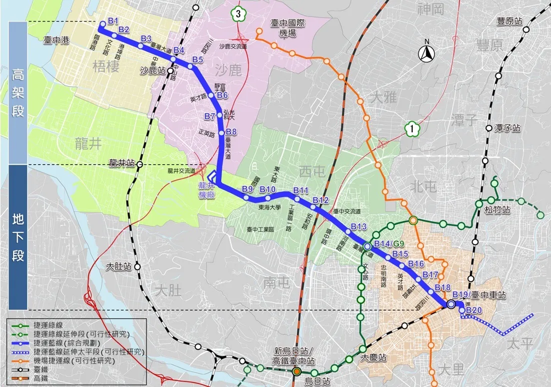 中捷蓝线规划图。市府提供