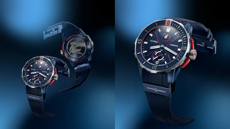 雅典錶潛水系列DIVER腕錶錘頭鯊特別款，限量300只，36萬9000元。品牌提供