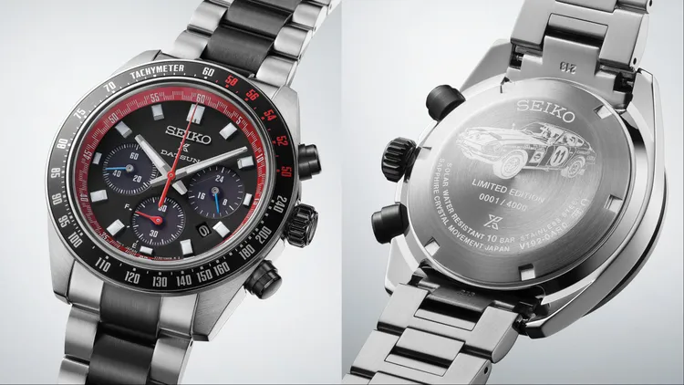 SSC957P1具備60分鐘計時與24小時子錶盤，錶背插畫直觀感受到賽道精神的傳承。品牌提供