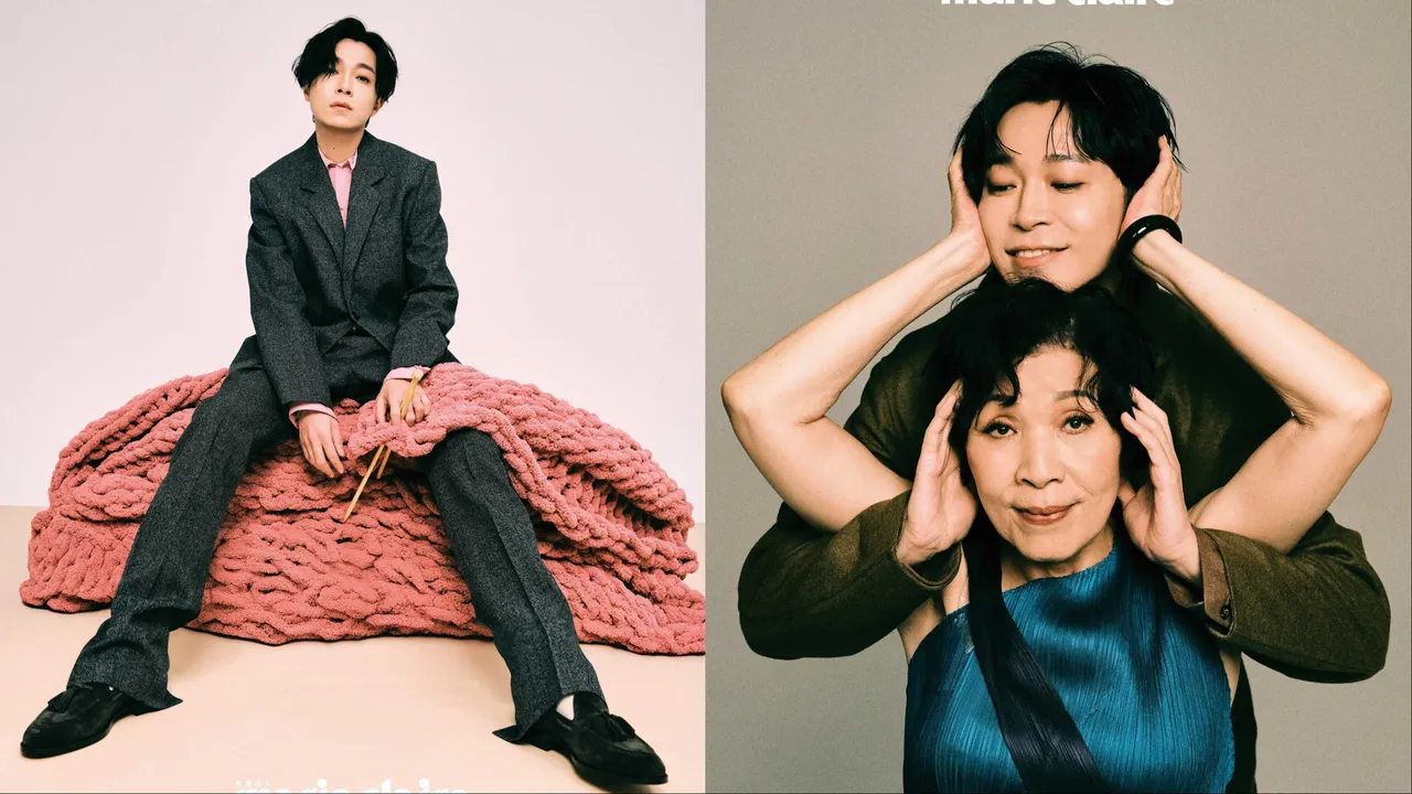 吳青峰與媽媽拍攝《Marie Claire美麗佳人》封面。《Marie Claire美麗佳人》國際中文版提供