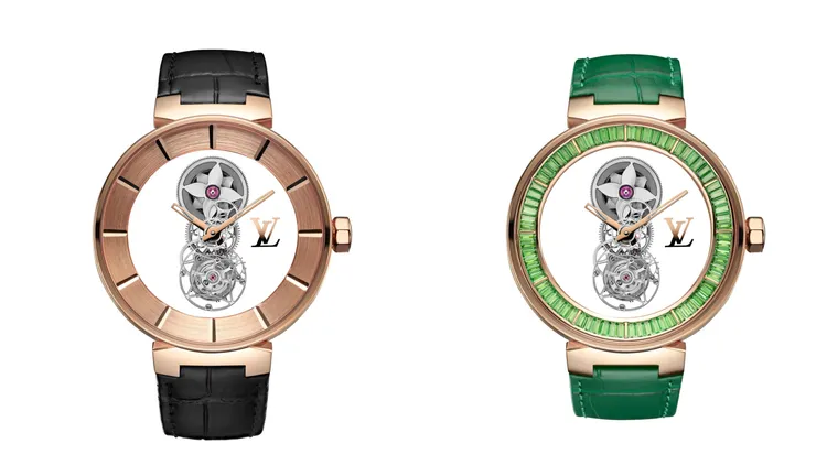 Tambour Moon Mysterieuse Flying Tourbillon，左圖905萬元、右圖990萬元。品牌提供