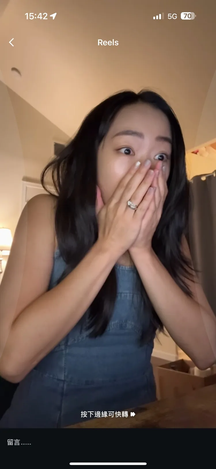 杜蕾在美國看直播看到自己入圍驚喜不已。大愛提供