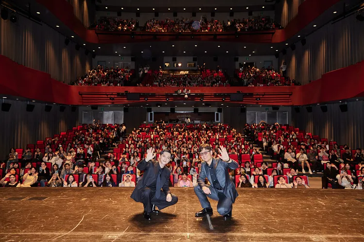 吉澤亮（左）、導演李相日昨參加影廳活動，感受到韓國觀眾反應熱烈。BIFF提供