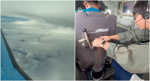 观测超级台风桦加沙!1.3万公尺高空「飞机投落送」追风影片曝光