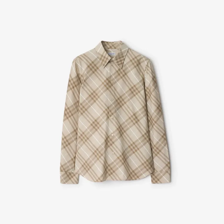 BURBERRY石灰色修身剪裁格紋棉質襯衫，2萬6900元。品牌提供