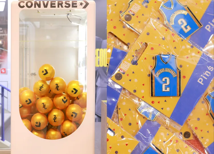 期間限定扭蛋活動獎品包括球衣別針、隊徽別針及籃球手環等。品牌提供