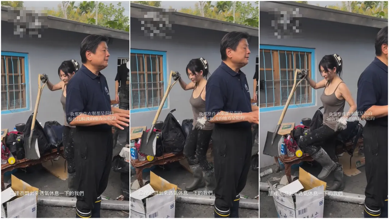 祈锦钥救灾巧遇傅崐萁。翻摄祈锦钥脸书