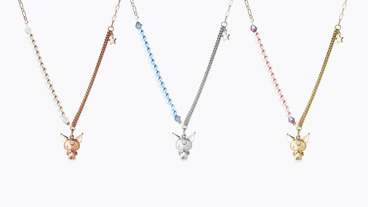 Lucy's x Kuromi「Sweet pearl」珍珠項鍊,各995元。品牌提供