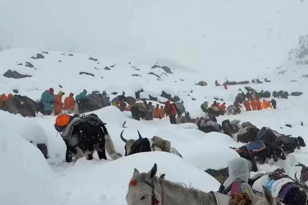 登山客因风雪受困,经过大规模救援幸而无人丧命。美联社/新华社
