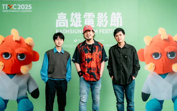 導演談善揚（左起）、黃秋生和導演林善。高雄電影節提供