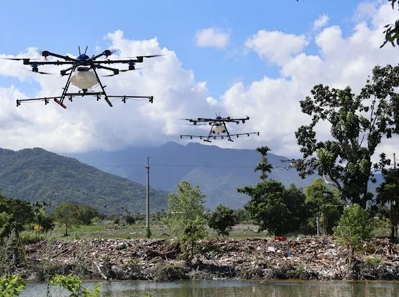 無人機消毒。第三作戰區提供