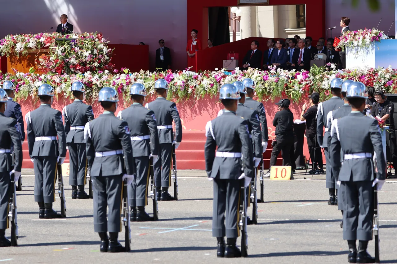 立法院長韓國瑜在114年國慶大會致詞。李俊毅攝