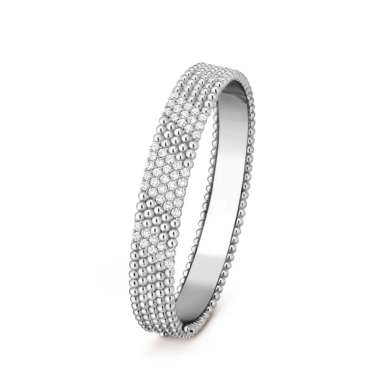 Van Cleef & Arpels Perlée钻石手镯,5排镶钻设计,18K白金、钻石。品牌提供