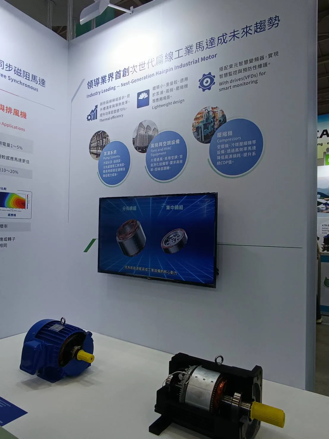 东元电机于今(29日)参展台湾国际净零永续展,以「低碳永续能源服务(TECO Energy Service)」为主轴。许丽珍摄