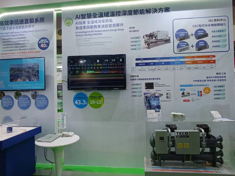 東元電機於今（29日）參展台灣國際淨零永續展，以「低碳永續能源服務（TECO Energy Service）」為主軸。許麗珍攝