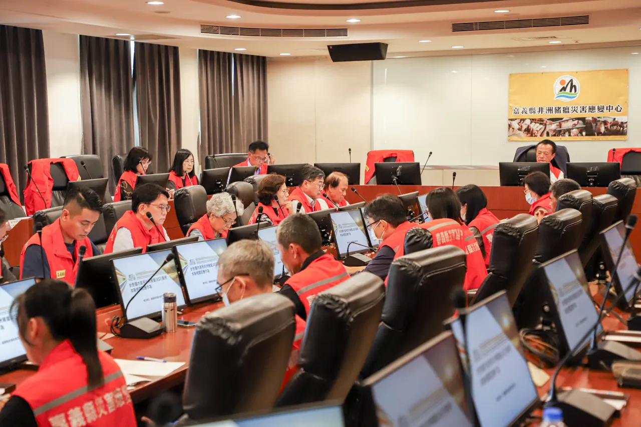 嘉义县灾害应变中心决议全面禁用厨余养猪。嘉义县政府提供