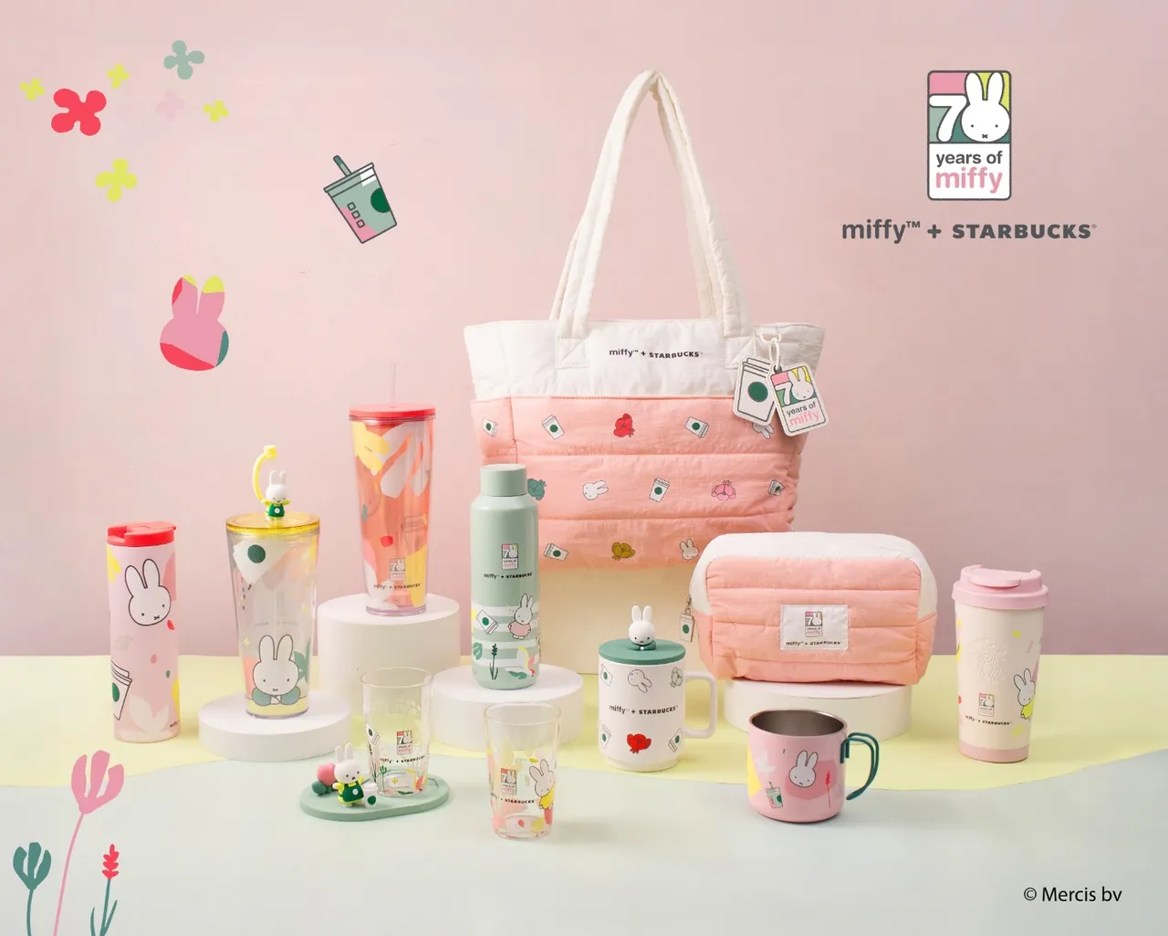 miffy聯名新品今(21日)起開賣,全台門市和線上門市同步販售,包含馬克杯、不鏽鋼杯和生活用品等16款聯名商品。星巴克提供