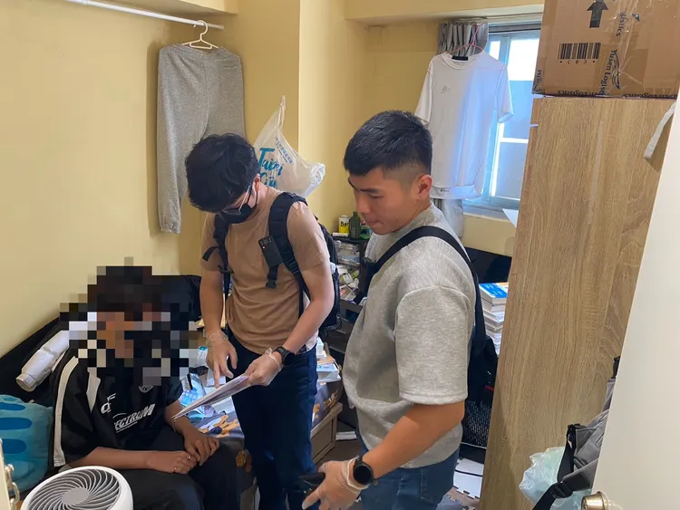 洪姓男大生今年5月在宿舍被警方查獲。刑事局提供