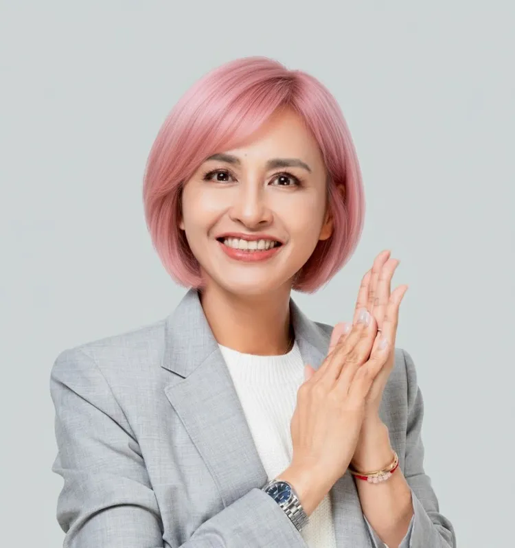 邱議瑩threads大頭貼換上粉紅頭髮。取自threads