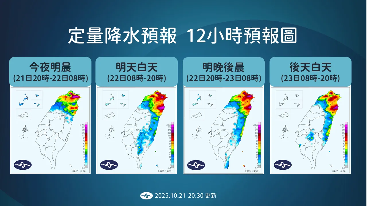 未来降雨趋势。气象署提供