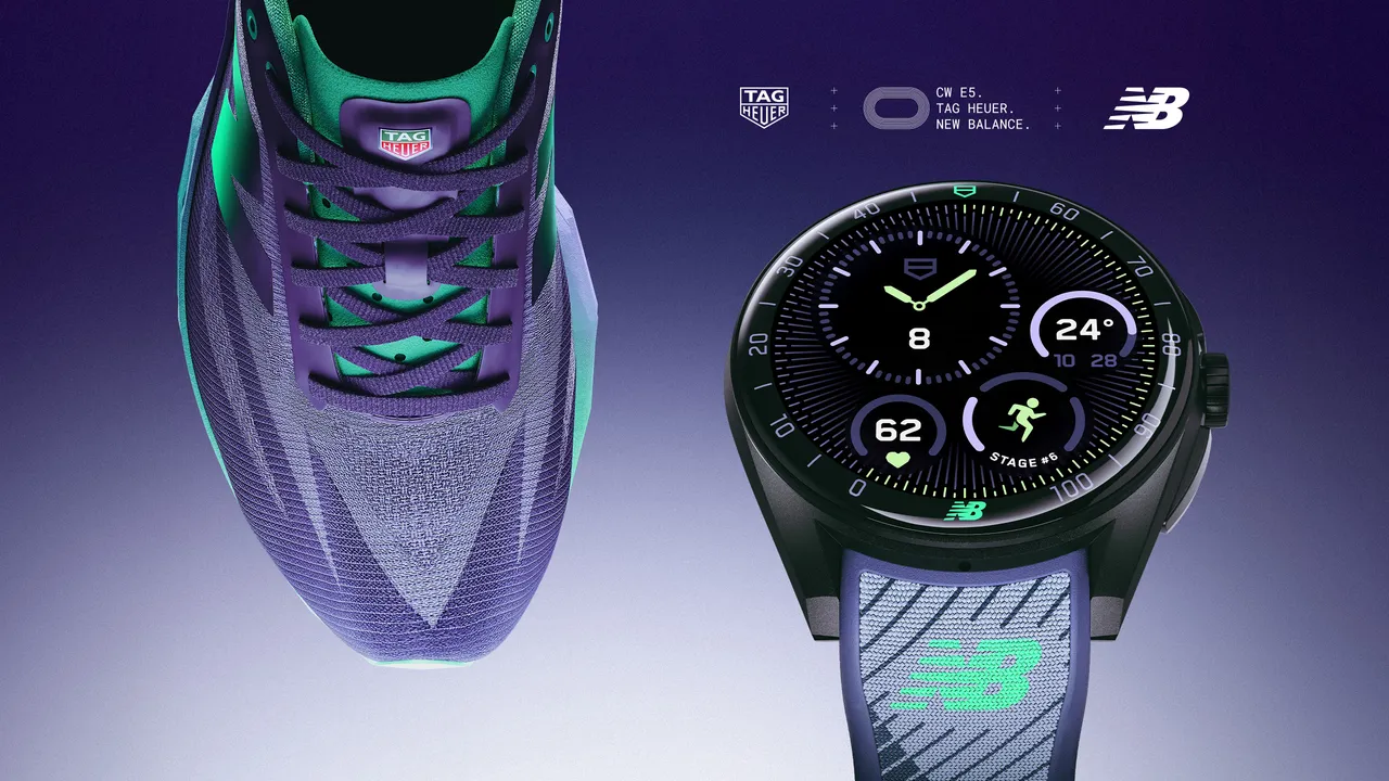 泰格豪雅攜手運動品牌New Balance,推出全新Connected Calibre E5 智能腕錶 × FuelCell SuperComp Elite v5專業跑鞋聯名組合。品牌提供