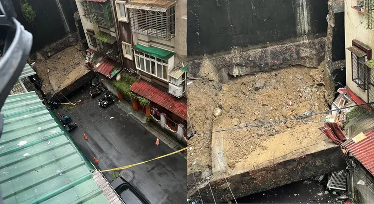 新店锦秀路巷内社区挡土墙崩落。网友授权提供