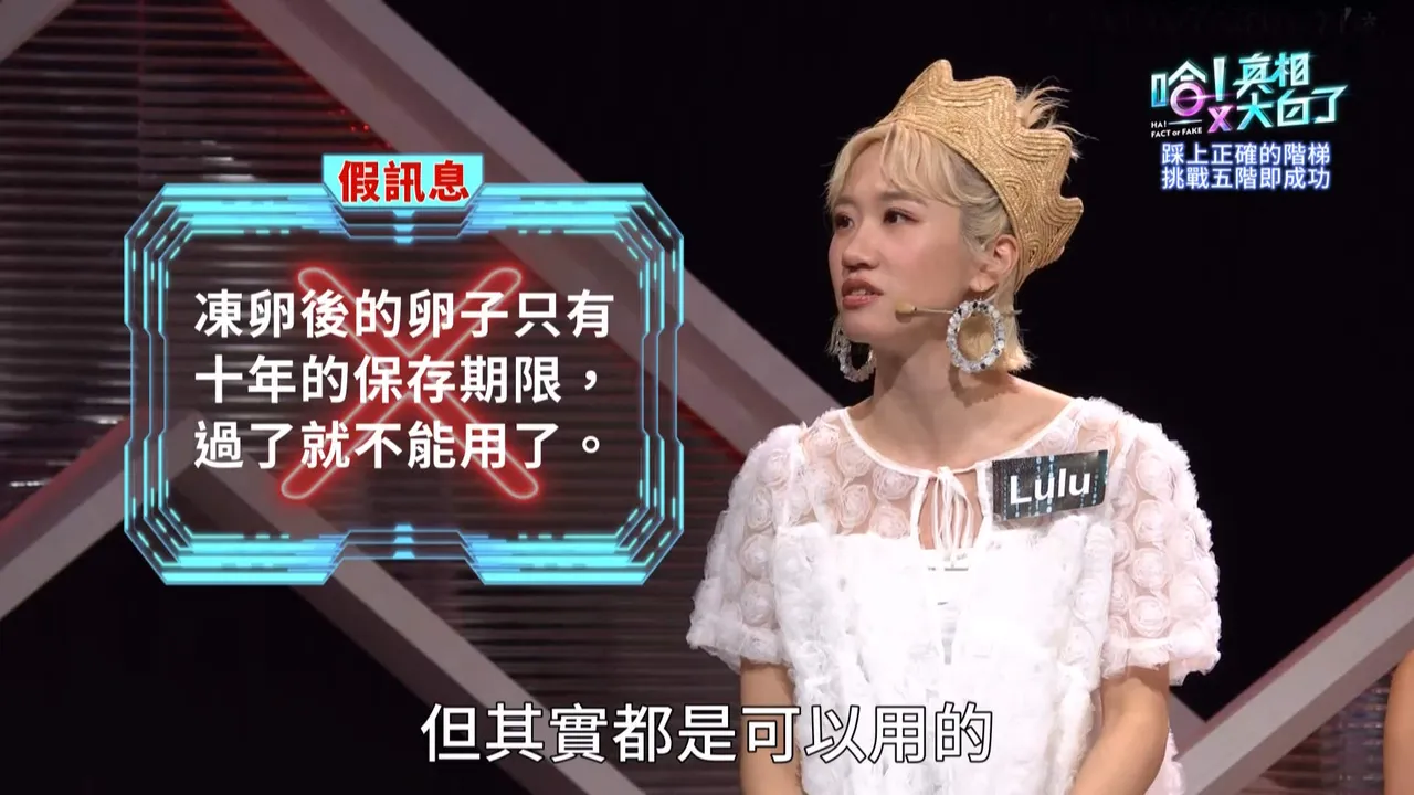 Lulu当专家,帮忙解释目前冻卵的科技与规范。公视提供