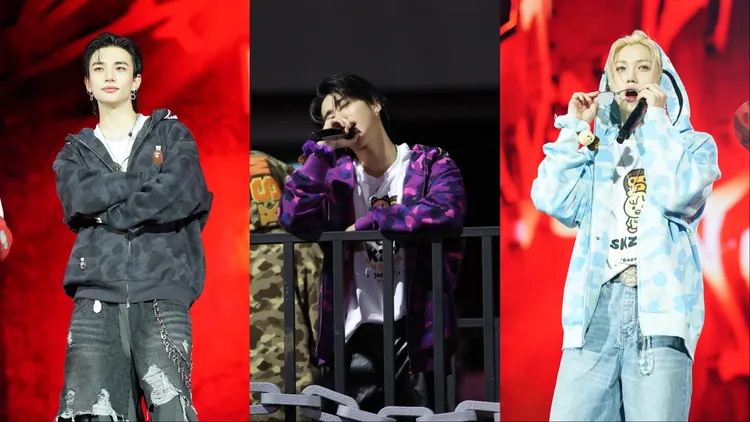 鉉辰（左起）、HAN、Felix穿著聯名系列。品牌提供