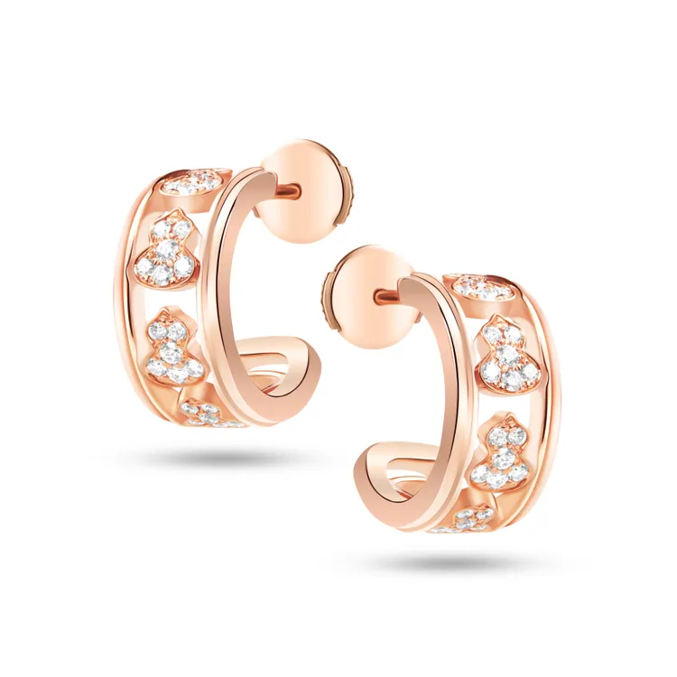 Qeelin Wulu Eternity 18K 玫瑰金鑽石耳環，15萬8500元。品牌提供