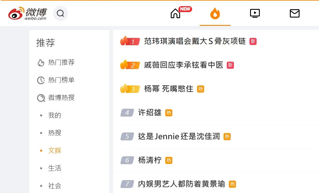 范玮琪被中国媒体误传戴大S骨灰项链,登上微博热搜文娱榜冠军。