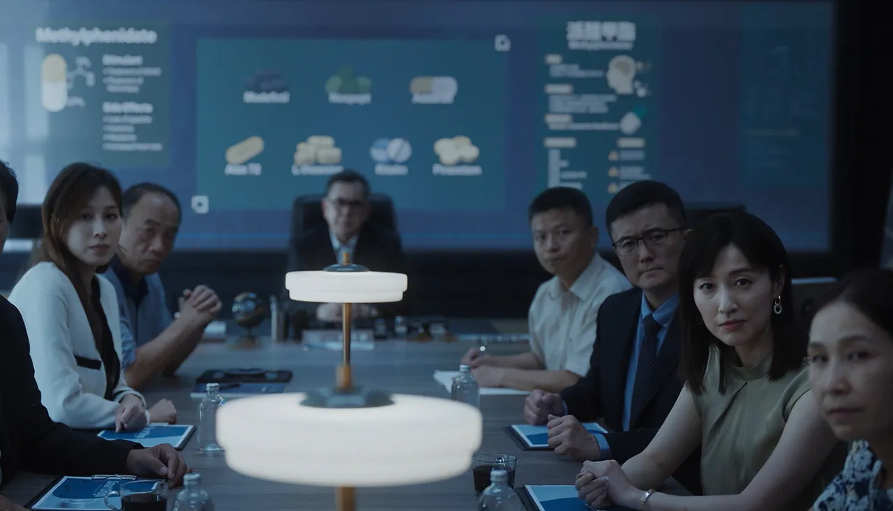 田中千绘(右2)和黄秋生(右5)时隔多年再合作，终于有同场戏。本萃电影提供