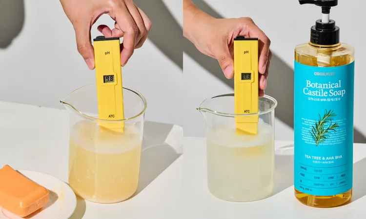 實際檢測肥皂與液體皂溶於水後的pH值，發現肥皂水pH值為9.8，而液體皂pH值 7.3更接近人體肌膚，洗起來對肌膚較為溫和不刺激。