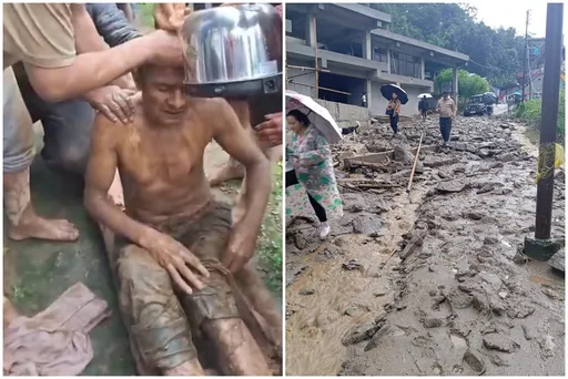 驚險!暴雨洪流沖垮鐵橋 男子被挖出已成泥人