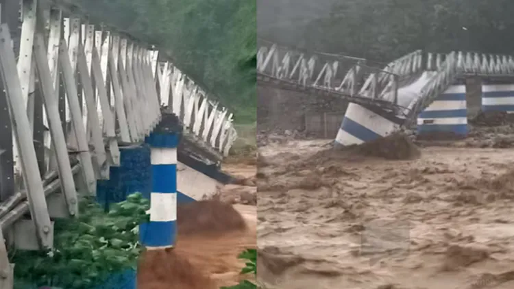 橋樑被沖斷。印度斯坦時報