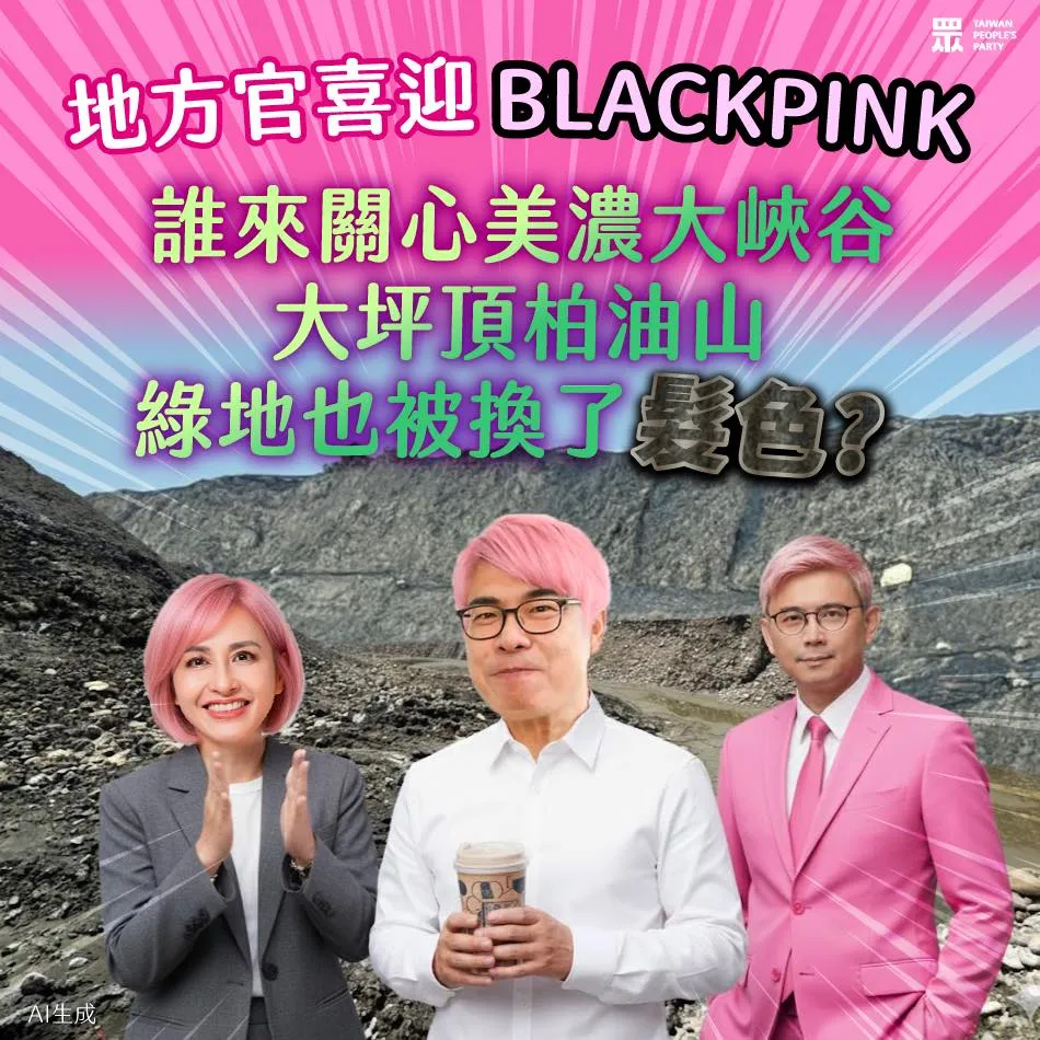 BLACKPINK周末将于高雄开唱,绿营跟风Po粉红头发照片。民众党提供