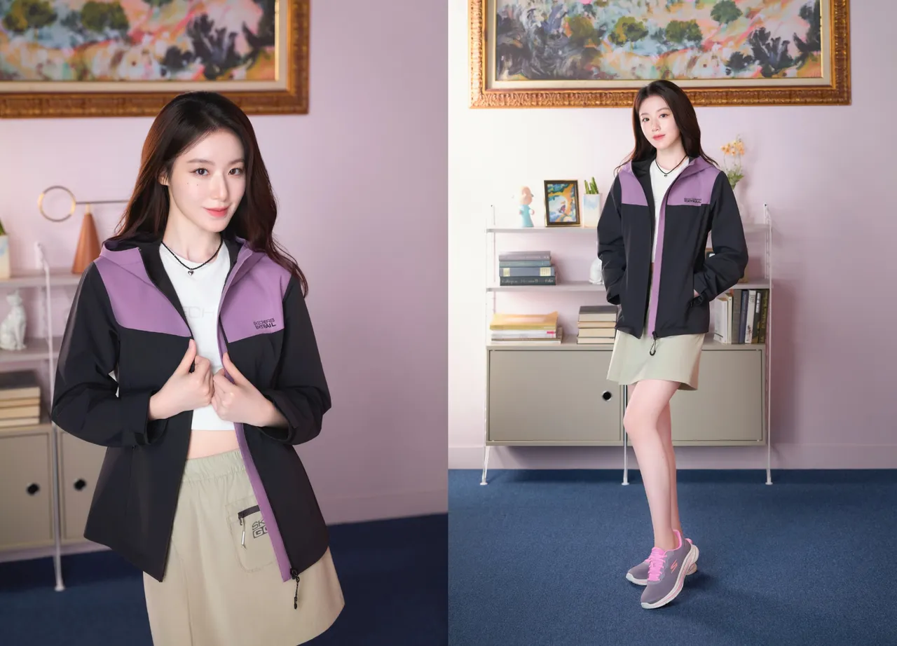 舒华演绎SKECHERS石墨烯防泼水外套、GO WALK 8 BCA主题限定款健走鞋。品牌提供