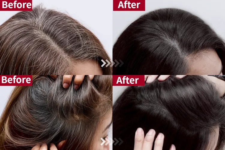 使用前白髮明顯，使用1次後黑亮柔順，質感大提升。