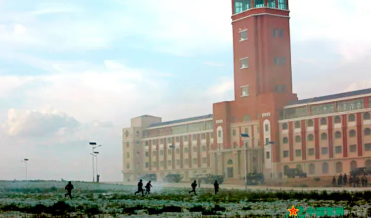 內蒙古朱日和訓練基地的「模擬總統府」。翻攝中國軍網