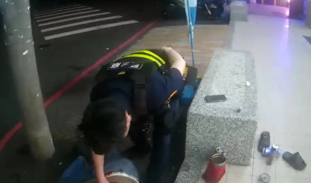 陳男醉倒路旁,警始終叫不醒他,突然他唸出這串數字....。翻攝畫面