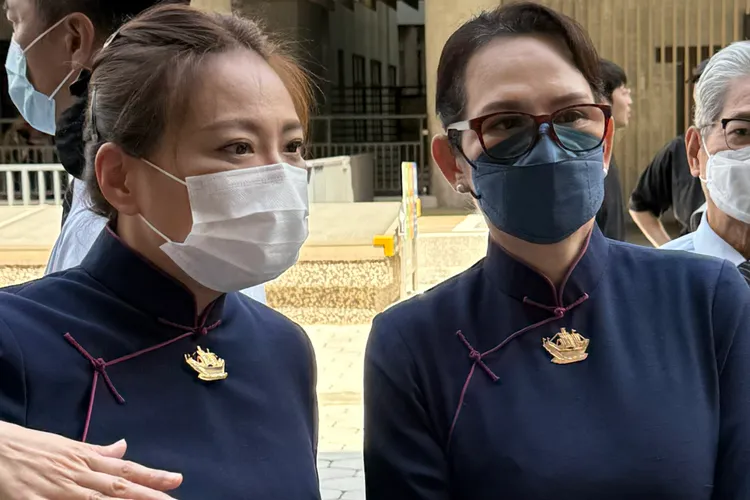 林嘉俐（左）、席曼寧和與慈濟團隊一同現身。張瑞振攝