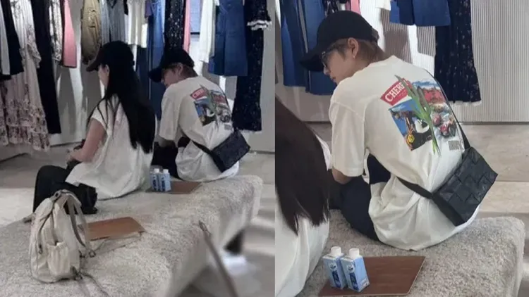 中國網友8月在銀座捕獲吉野北人，身旁有一名長髮女子。翻攝上山打老虎小紅書